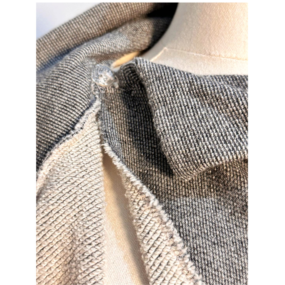 Nation LTD Gray Black Raw Edge Funnel Collar Asymmetric French Terry Cardigan XS - Picture 8 of 10